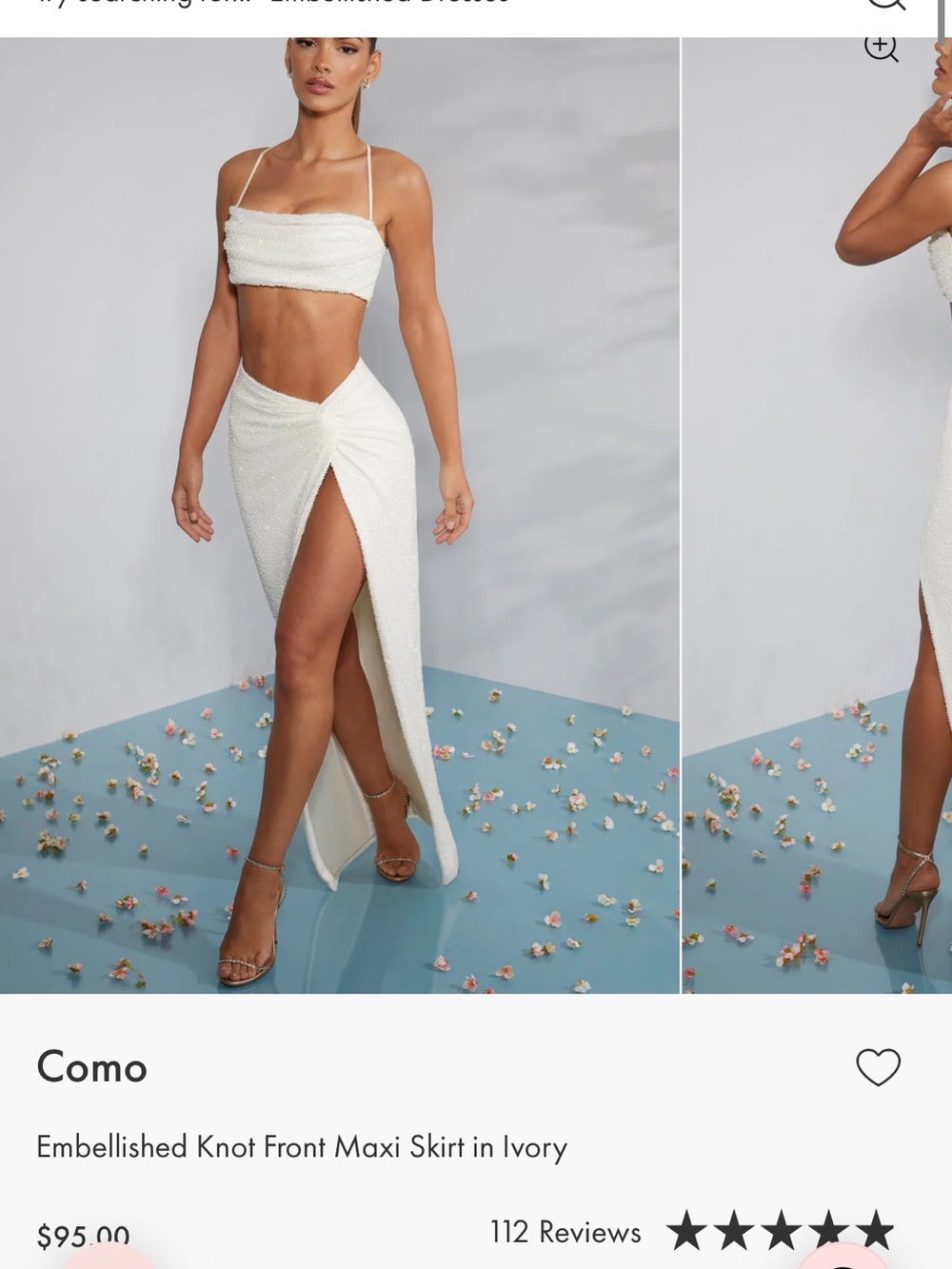 Oh Polly Ivory embellished skirt set